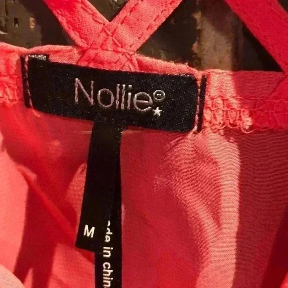 Nollie Women's Medium Semi-Sheer Peach Button Up Blouse - Picture 3 of 4